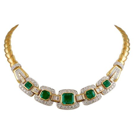 David Webb Emerald Diamond Necklace For Sale at 1stDibs