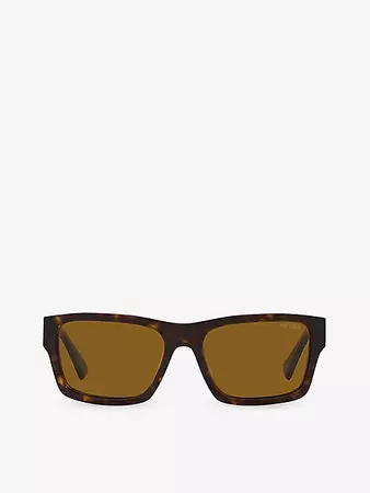 PRADA - PR 25ZS rectangle-frame tortoiseshell acetate sunglasses | Selfridges.com
