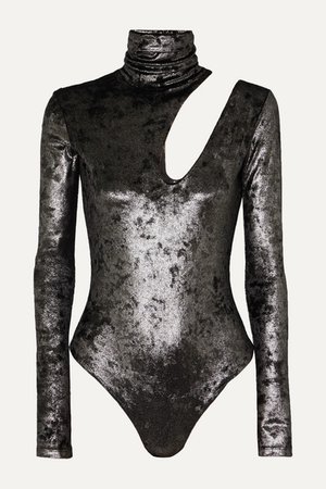 Alix NYC | Houston cutout metallic stretch-knit turtleneck thong bodysuit | NET-A-PORTER.COM