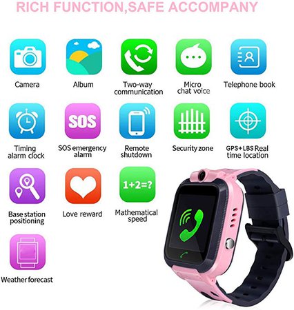 Amazon.com: ZOPPRI Smartwatch for Kid, IP67 Waterproof 1.44 inchTouch Screen Watches. GPS Tracker with SOS and Pedometer with Camera Phone Watch. Smartwatch for 3-14 Year Old Children Girls Boys (H1black): Electronics