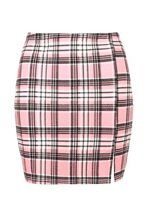 Pastel Check Thigh Split Mini Skirt | Boohoo