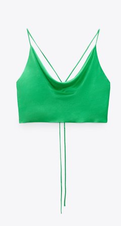 Zara satin green crop top