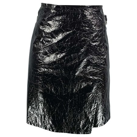 Helmut Lang Faux Patent leather Wrap Skirt