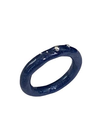 [nff엔프프]silver ball point ring_navy