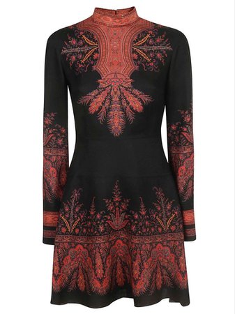 Etro Long-Sleeve Embroidered Dress