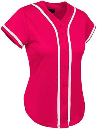 Amazon.com: Hat and Beyond Womens Baseball Jersey Button Down Tee Short Sleeve Softball Active Shirts Made in USA (Medium, 3up01 Hot Pink/White) : Clothing, Shoes & Jewelry