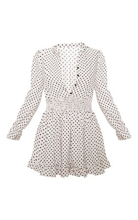 Stone Polka Dot Shirred Waist Shirt Dress | PrettyLittleThing AUS
