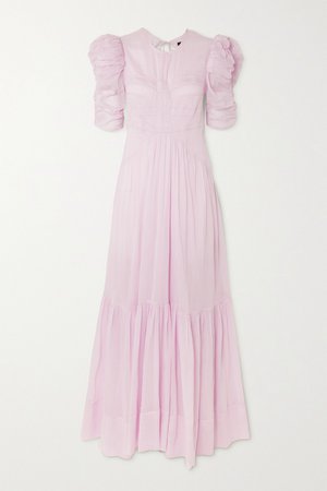 Pastel pink Katici open-back cotton and silk-blend crepon maxi dress | Isabel Marant | NET-A-PORTER