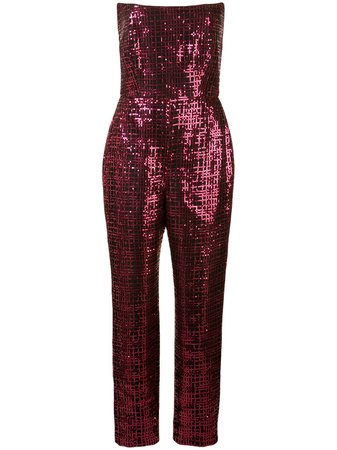 Pink Michelle Mason sequined strapless jumpsuit - Farfetch