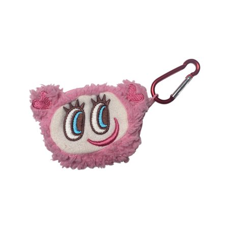 angel blue pink fluffy pouch keychain