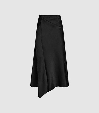 Aspen Black Satin Slip Skirt – REISS