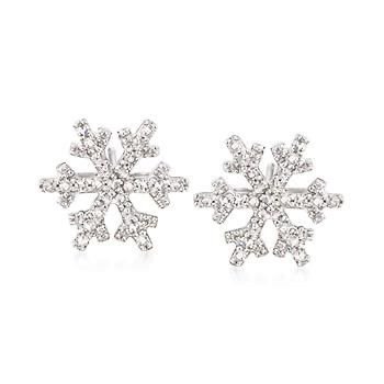 Ross Simons 14kt White Gold Diamond Snowflake Earrings