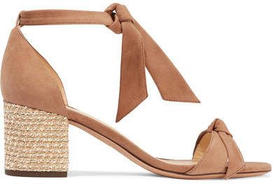 Clarita Bow-embellished Suede And Bouclé Sandals - Beige