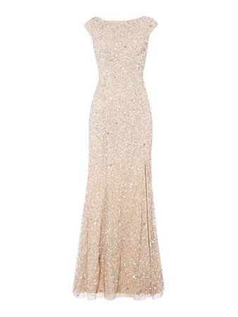 Adrianna Papell Sequin Cap Sleeve Gown - House of Fraser
