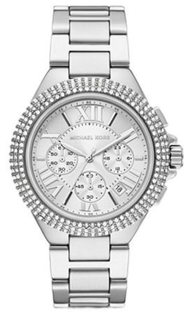 MICHAEL KORS Oversized Camille Pavé Silver-Tone Watch