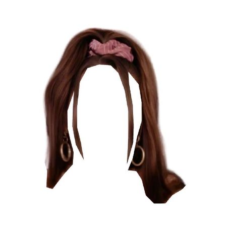 red brown hair pink scrunchie high ponytail front strands hairstyle