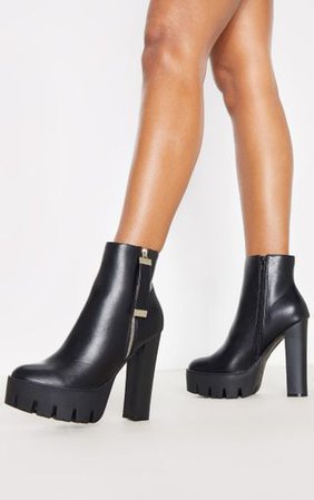 Black Platform Ankle Boot | Shoes | PrettyLittleThing