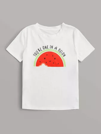 Watermelon & Slogan Graphic Tee | SHEIN USA