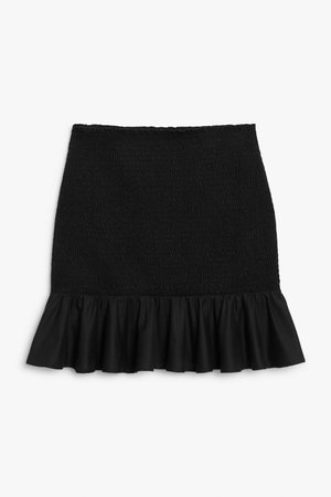 Shirred mini skirt - Black - Mini skirts - Monki WW