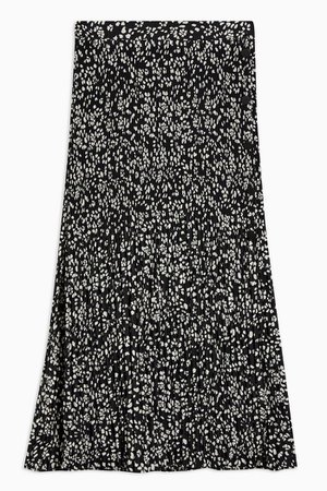 PETITE Black and White Floral Pleated Midi Skirt | Topshop