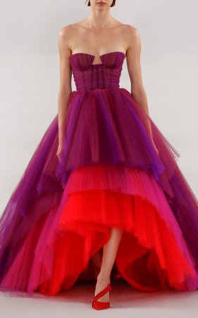 Strapless Bustier Tiered Gown By Carolina Herrera | Moda Operandi