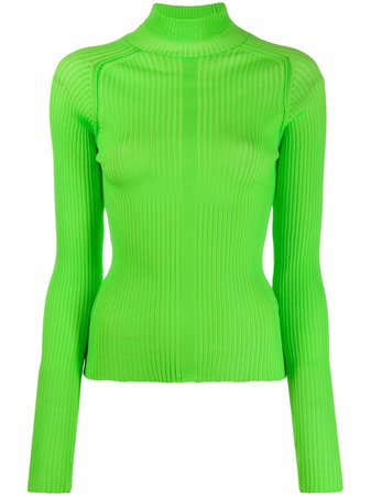 Green Acne Studios Ribbed Polo Neck Sweater | Farfetch.com