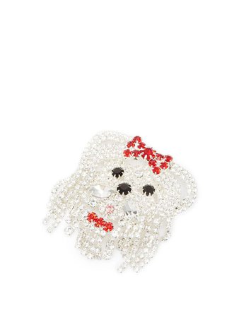 ART SCHOOL Dog crystal-embellished brooch