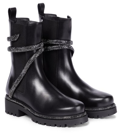 RENE CAOVILLA Cleo embellished leather Chelsea boots