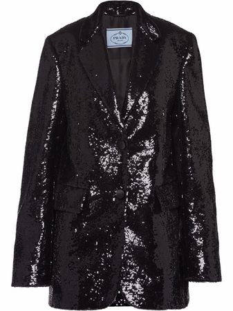 Shop Prada sequin-embellished blazer with Express Delivery - FARFETCH