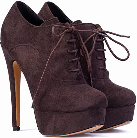 Amazon.com | Oxford - Women's Trendy & Charming lace up Ankle Boots Featuring 6" Stiletto High Heels & 1.5" Platform. Handmade to Perfection. Walnut | Ankle & Bootie