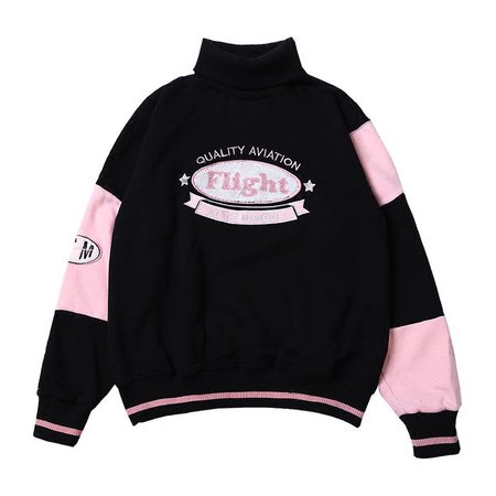 Cute black/pink colour block sweater YV5191 | Youvimi