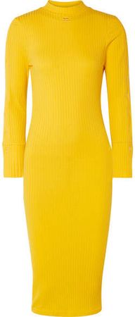 Ribbed Stretch-cotton Dress - Yellow
