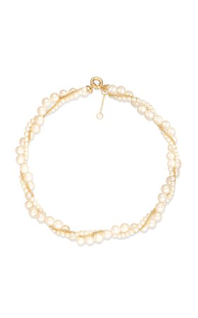 Lady 18k Yellow Gold Pearl Necklace By Yvonne Leon