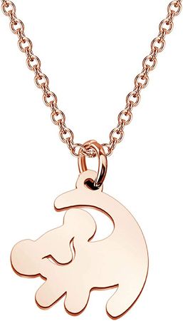 Amazon.com: FOTAP Lion Necklace Girl Pendant NecklaceValentine's Jewelry (RG Lion Necklace) : Clothing, Shoes & Jewelry