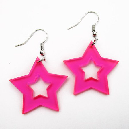 Big 80s Neon Star Rave Earrings ⋆ It's Just So You