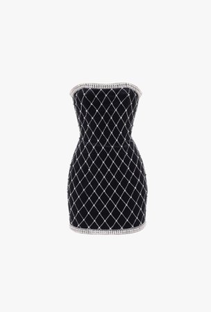 Black Embroidered Bustier Dress for Women - Balmain.com