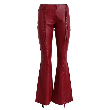 Dolce and Gabbana Cherry Leather Pants For Sale at 1stdibs