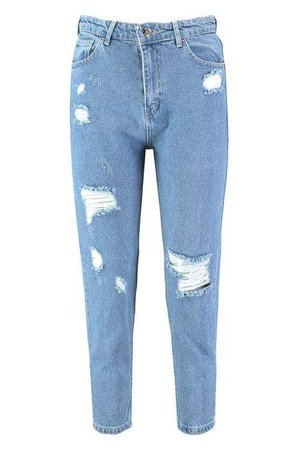 Sophie High Waisted Distressed Mom Jeans | Boohoo