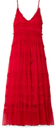 Mathews - Eliza Tiered Silk-crepon Maxi Dress