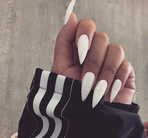 Long White Stiletto Nails With Diamonds - Nail and Manicure Trends