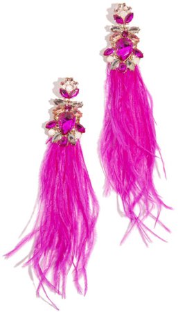 feather tassel earrings fuschia ML