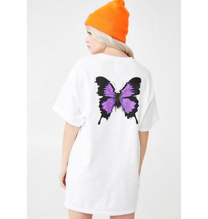 Petals And Peacocks Butterfly Graphic Tee White | Dolls Kill