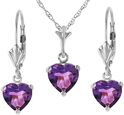 purple necklace and earrings heart - Google Search