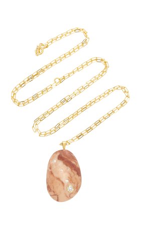 Buenos Aires 18K Gold, Beach Stone and Diamond Necklace by CVC Stones | Moda Operandi