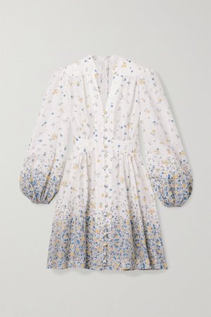 Ivory Carnaby floral-print linen mini dress | Zimmermann | NET-A-PORTER