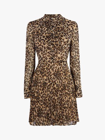 Karen Millen Leopard Print Ruffle Dress, Multi at John Lewis & Partners