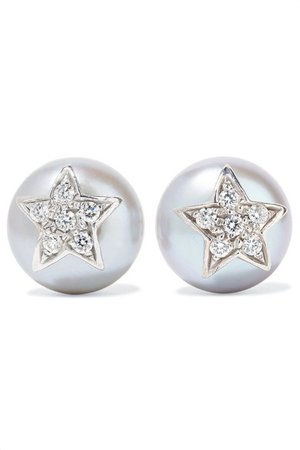 Carolina Bucci | Superstellar 18-karat white gold, pearl and diamond earrings | NET-A-PORTER.COM