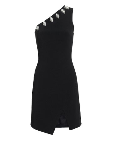 David Koma Women's Black Crystal-embellished One Shoulder Mini Dress