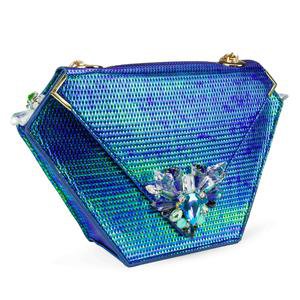 Embellished Diamond Bag, Iridescent Blue - MAUDE Studio