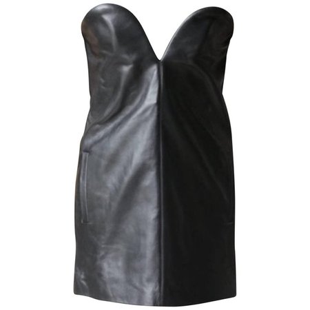 Saint Laurent Sweetheart Leather Dress For Sale at 1stdibs